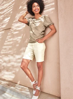 Strandmode|Jeans|heine Shorts mit Stickerei ecru