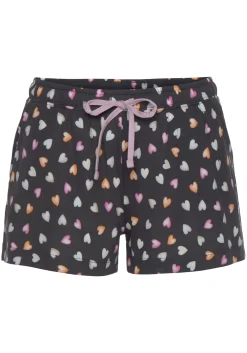 Nachtwäsche|Vivance Dreams Shorty lila,anthrazit-gemustert