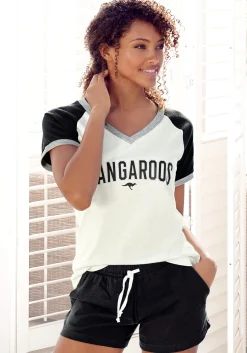 Nachtwäsche|KangaROOS Shorty schwarz-weiß