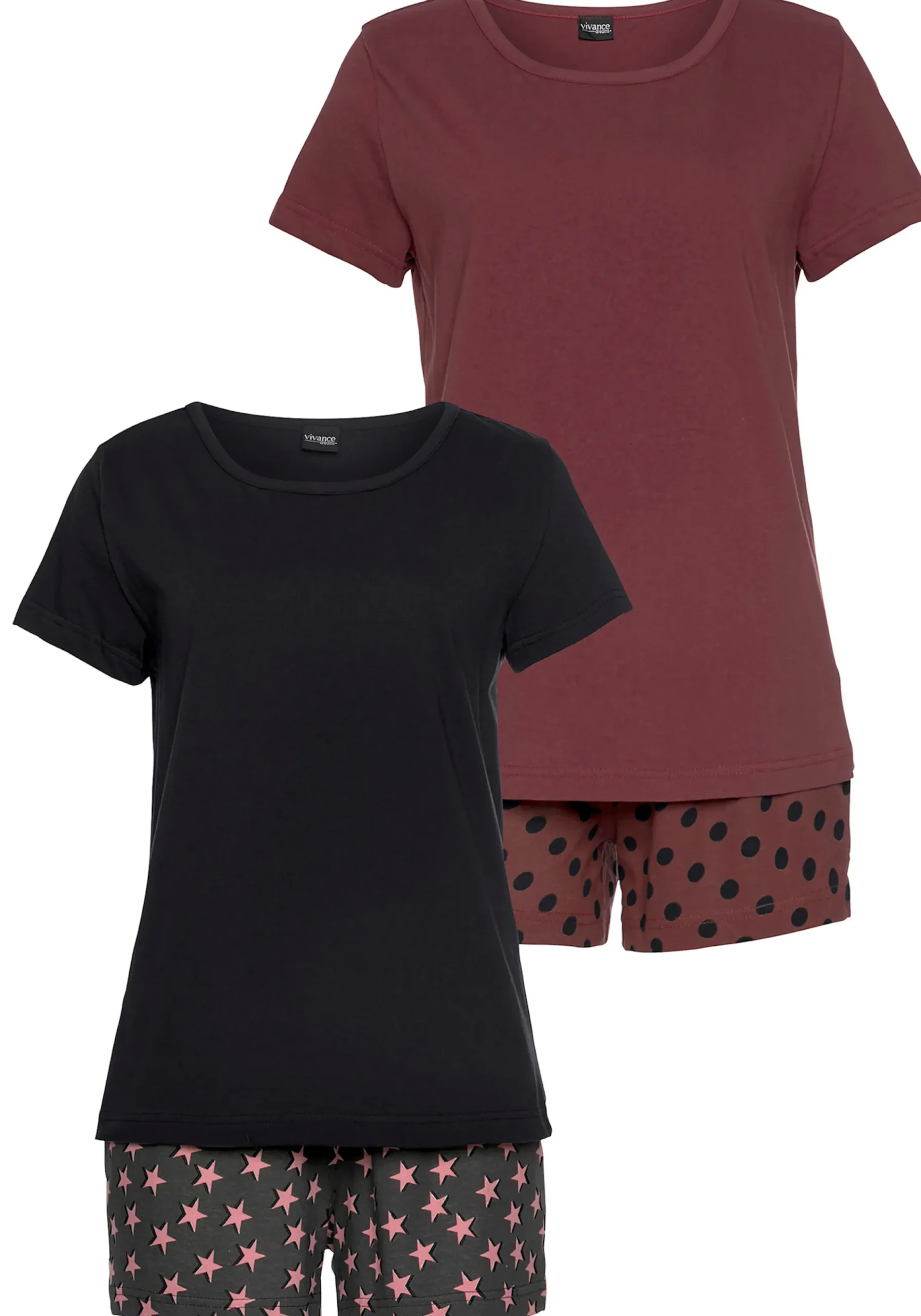 Nachtwäsche|Vivance Dreams Shorty schwarz,bordeaux
