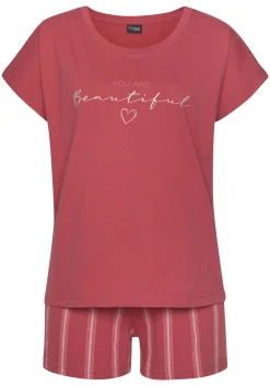 Nachtwäsche|Vivance Dreams Shorty rot-gestreift