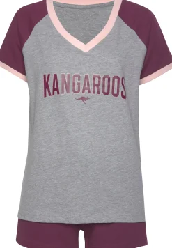 Nachtwäsche|KangaROOS Shorty bordeaux-grau-meliert