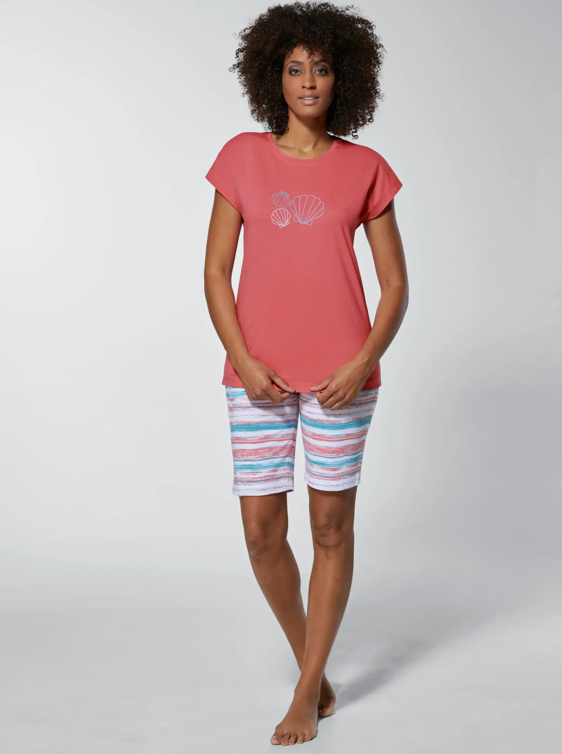 Nachtwäsche|wäschepur Shortys flamingo+flamingo-gestreift