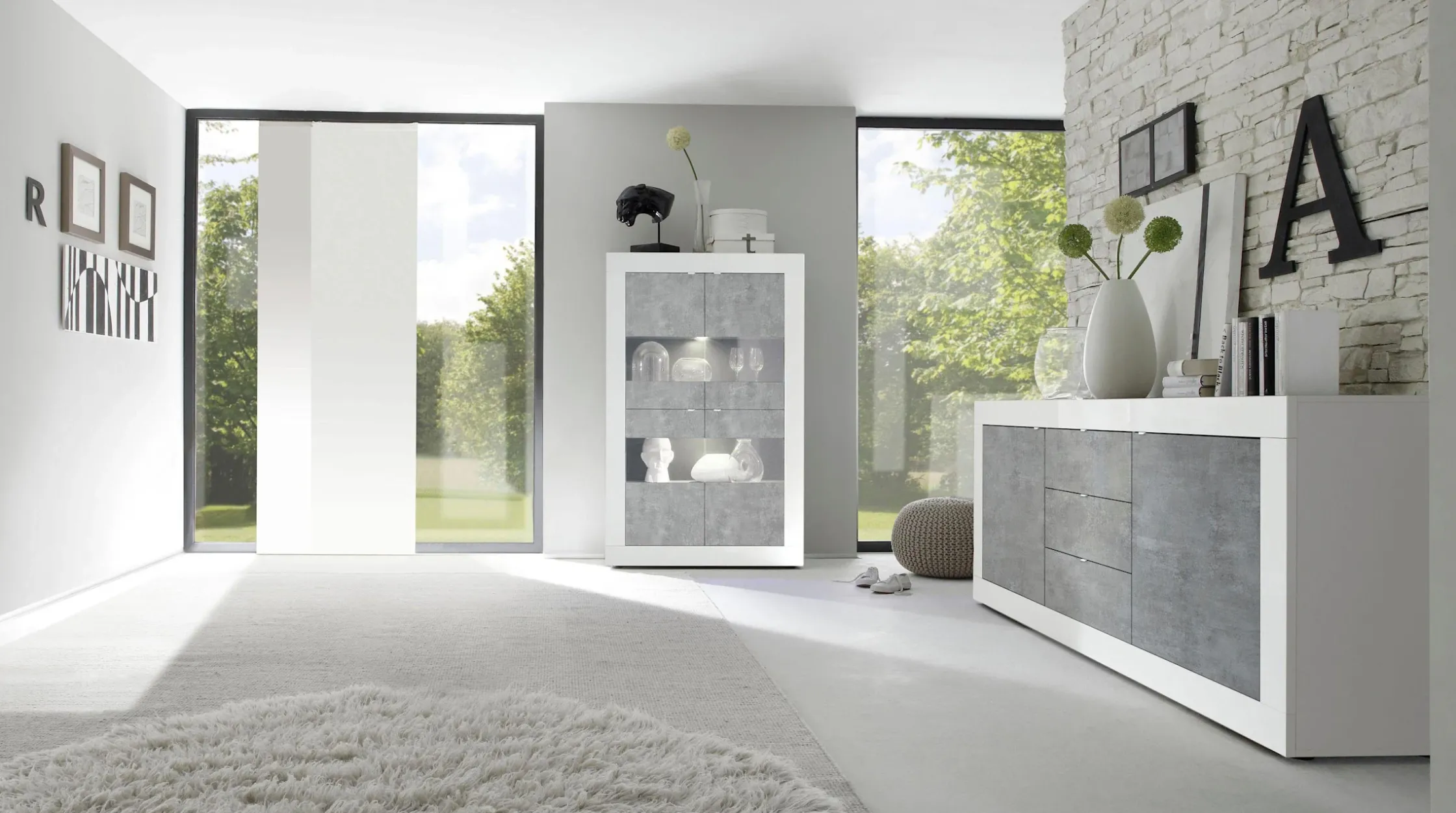 Side- & Highboards|INOSIGN Sideboard weißhochglanzlack/beton-optik