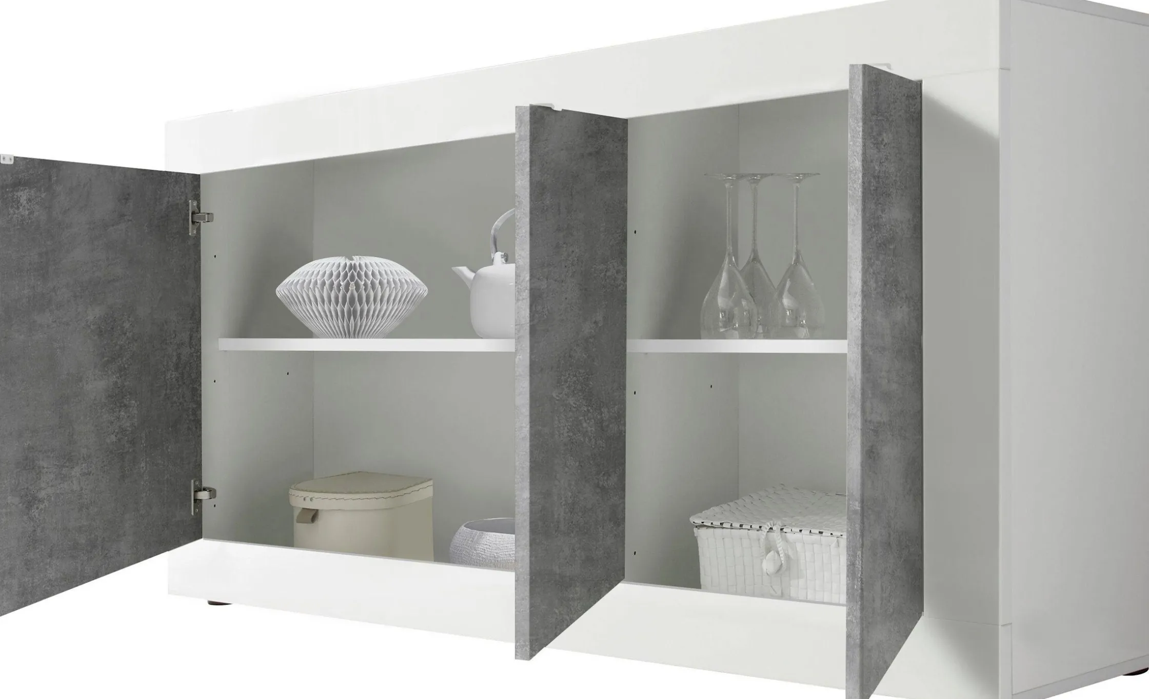 Side- & Highboards|INOSIGN Sideboard weißhochglanzlack/beton-optik