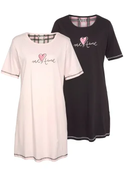 Nachtwäsche|Vivance Dreams Sleepshirt schwarz,schwarz-weißkariert,rosa,rosa-schwarzkariert
