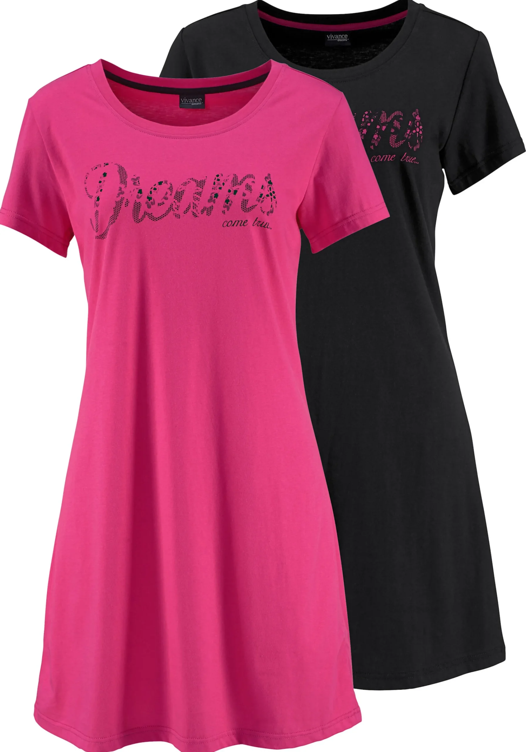 Homewear|Nachtwäsche|Vivance Dreams Sleepshirt pink,schwarz