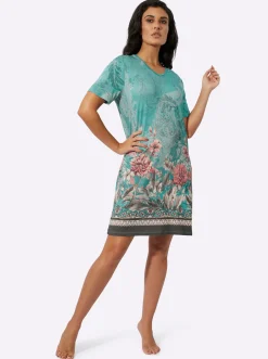 Nachtwäsche|wäschepur Sleepshirt salbei-bedruckt