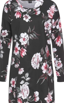 Nachtwäsche|Vivance Dreams Sleepshirt lila-schwarz-geblümt