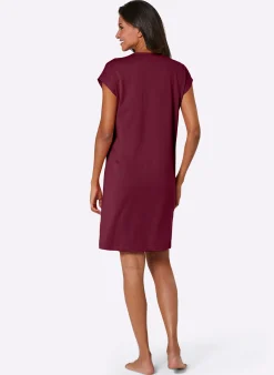 Nachtwäsche|wäschepur Sleepshirts bordeaux-bedruckt+papaya-bedruckt