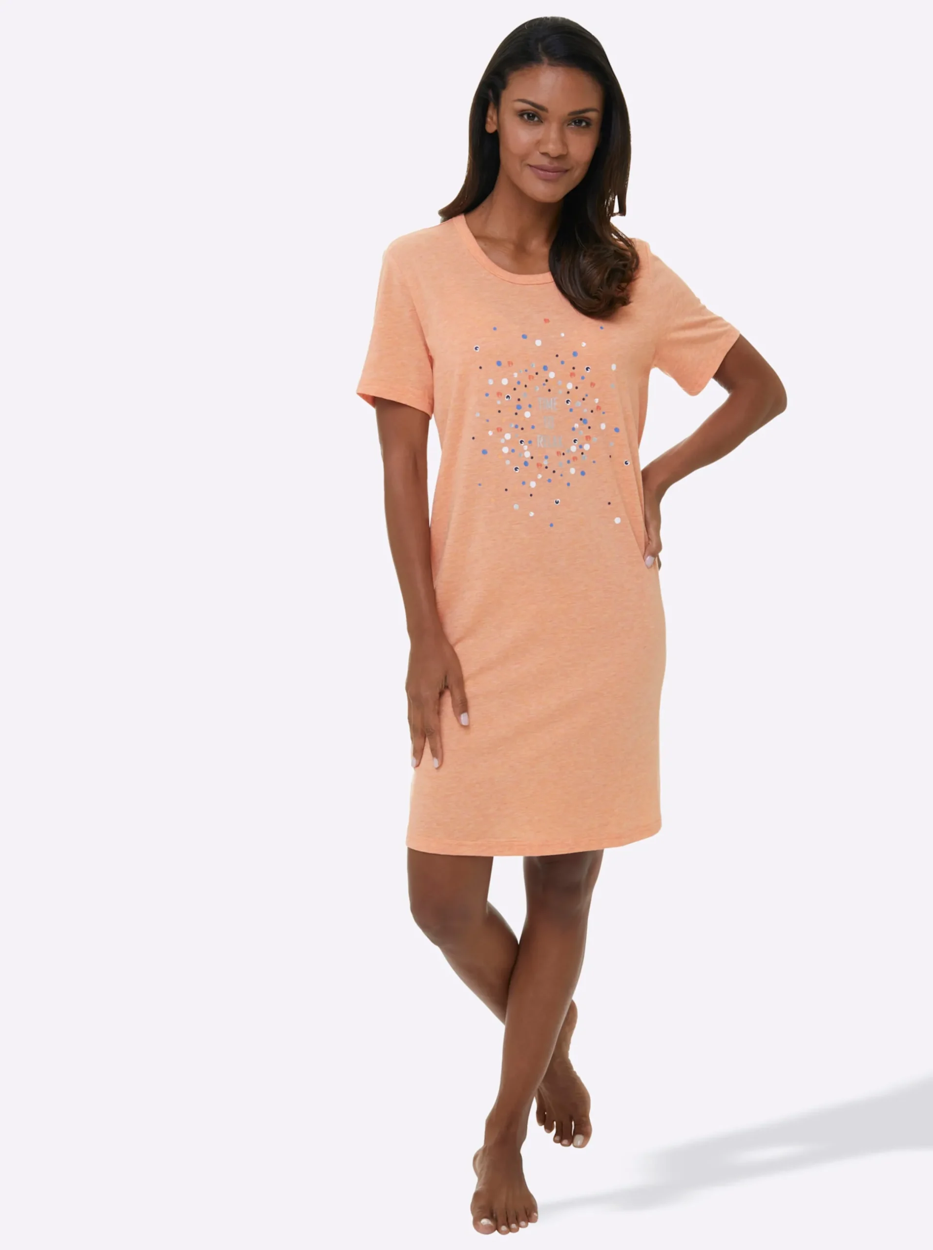 Nachtwäsche|wäschepur Sleepshirts mint-meliert+orange-meliert