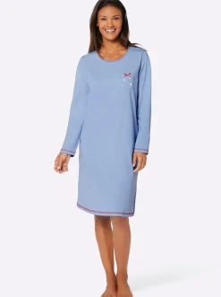 Nachtwäsche|wäschepur Sleepshirts blau-bedruckt+blau