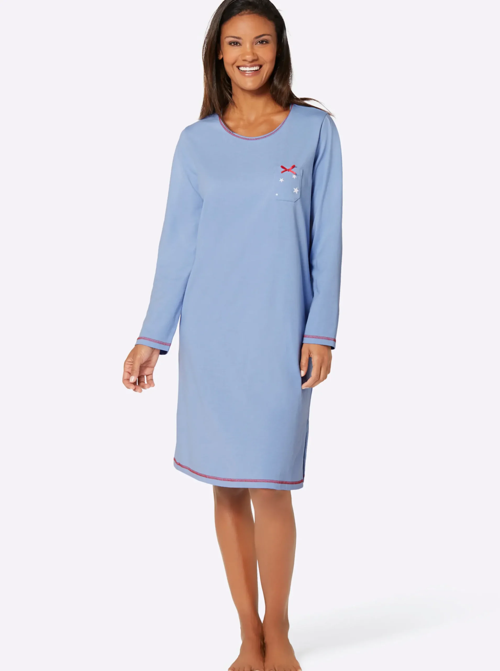 Nachtwäsche|wäschepur Sleepshirts blau-bedruckt+blau