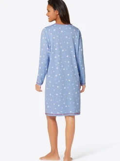 Nachtwäsche|wäschepur Sleepshirts blau-bedruckt+blau