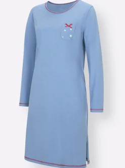 Nachtwäsche|wäschepur Sleepshirts blau-bedruckt+blau