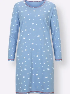 Nachtwäsche|wäschepur Sleepshirts blau-bedruckt+blau
