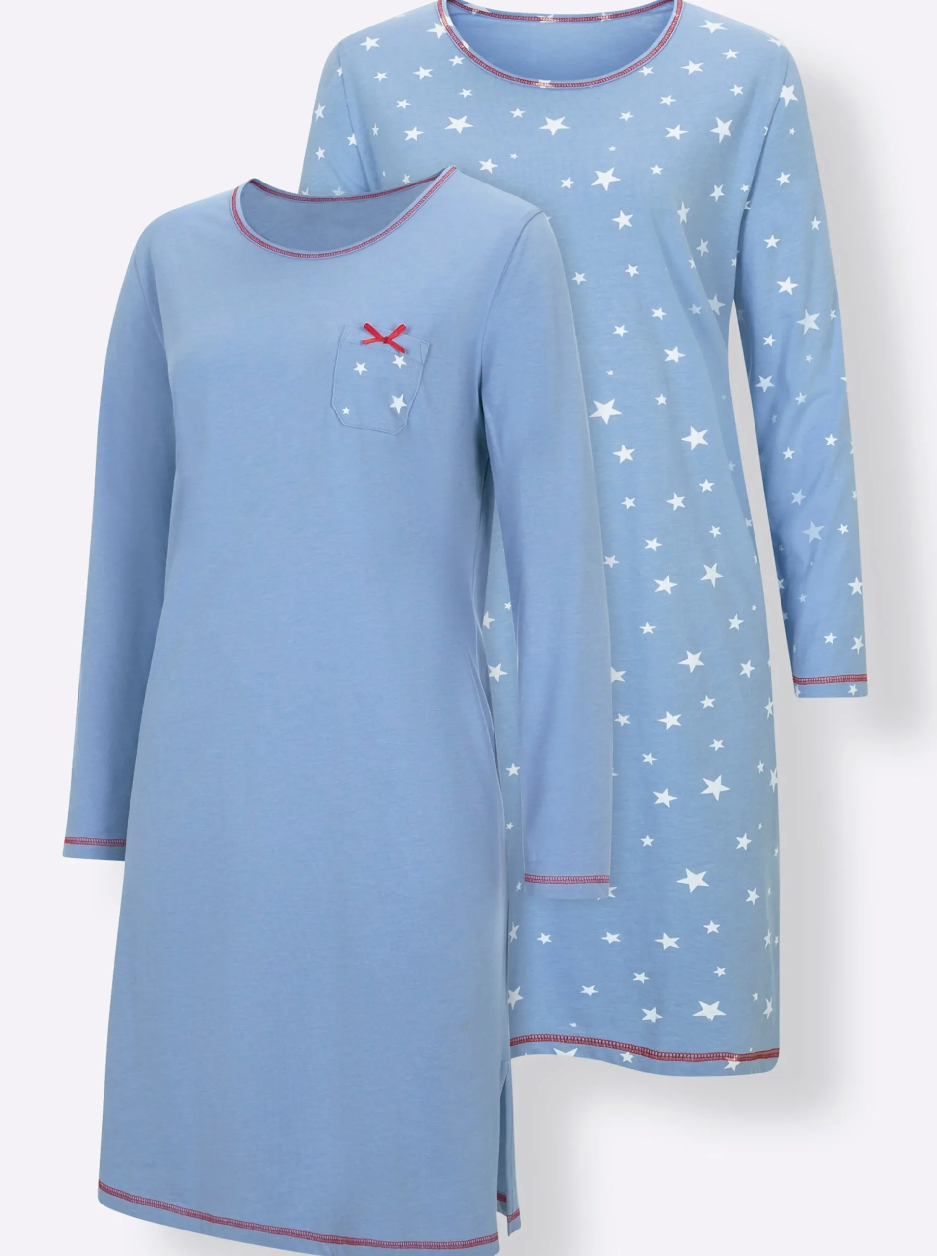 Nachtwäsche|wäschepur Sleepshirts blau-bedruckt+blau
