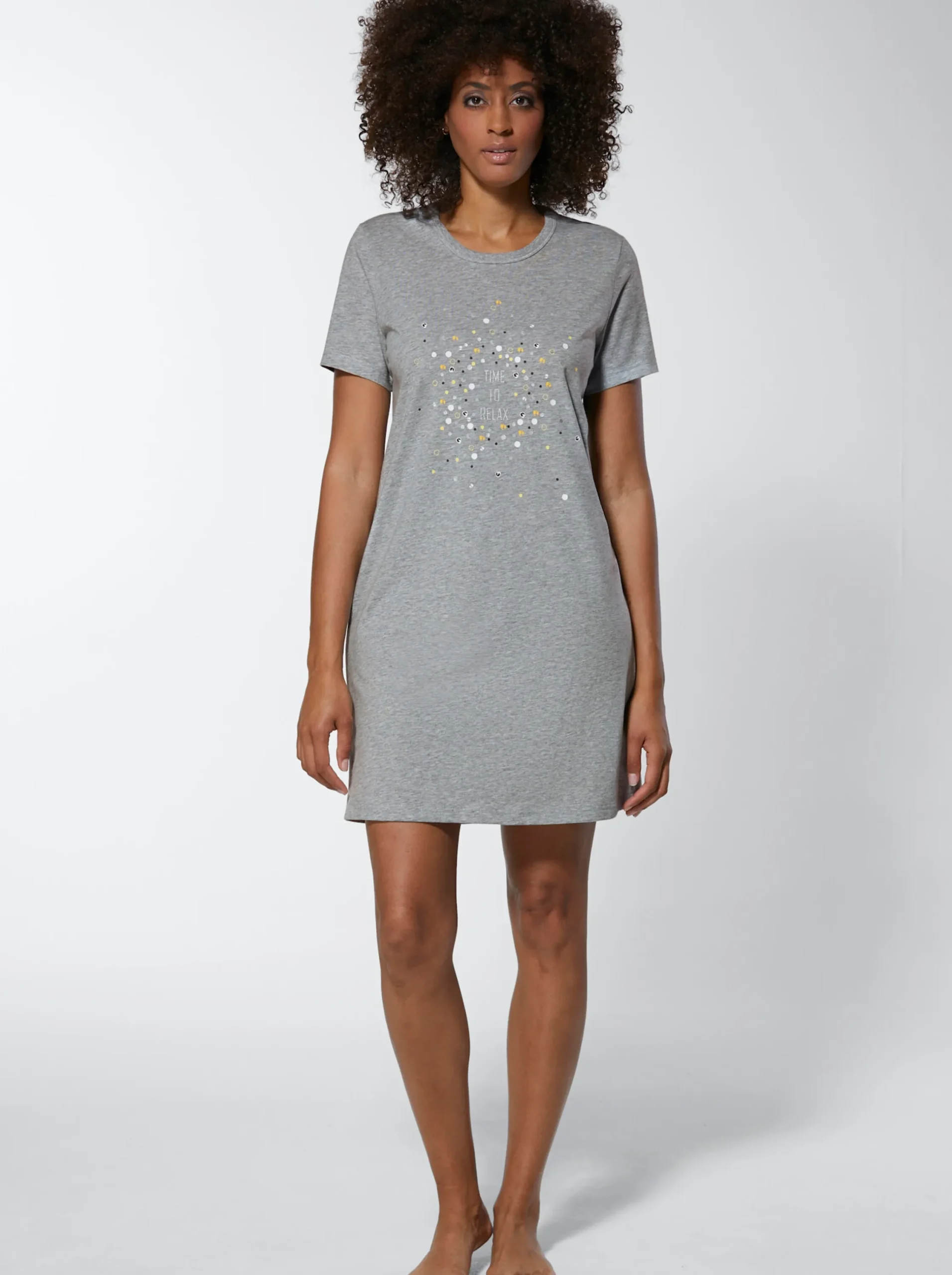 Nachtwäsche|wäschepur Sleepshirts zitrone-meliert+grau-meliert