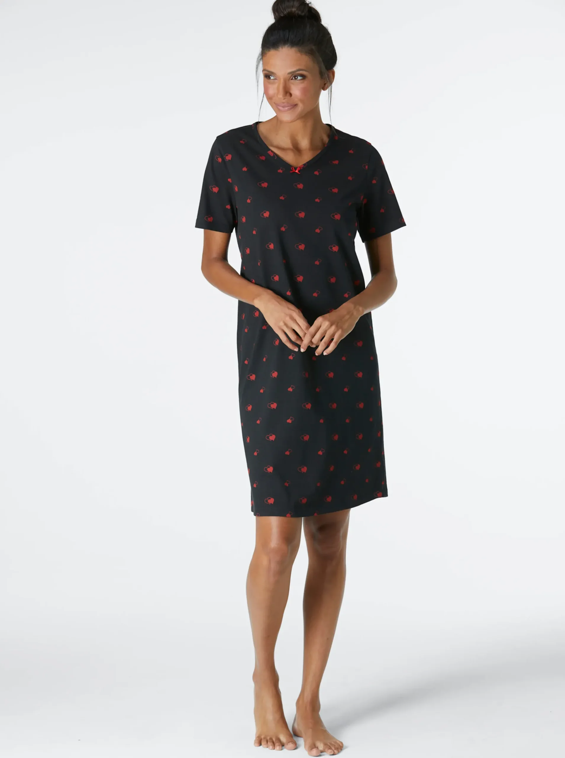 Nachtwäsche|wäschepur Sleepshirts rot+schwarz