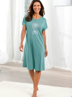 Nachtwäsche|wäschepur Sleepshirts salbei+ecru-salbei-bedruckt