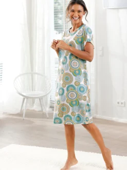 Nachtwäsche|wäschepur Sleepshirts salbei+ecru-salbei-bedruckt