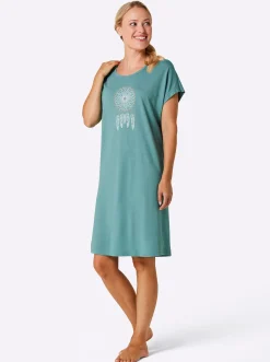 Nachtwäsche|wäschepur Sleepshirts salbei+ecru-salbei-bedruckt