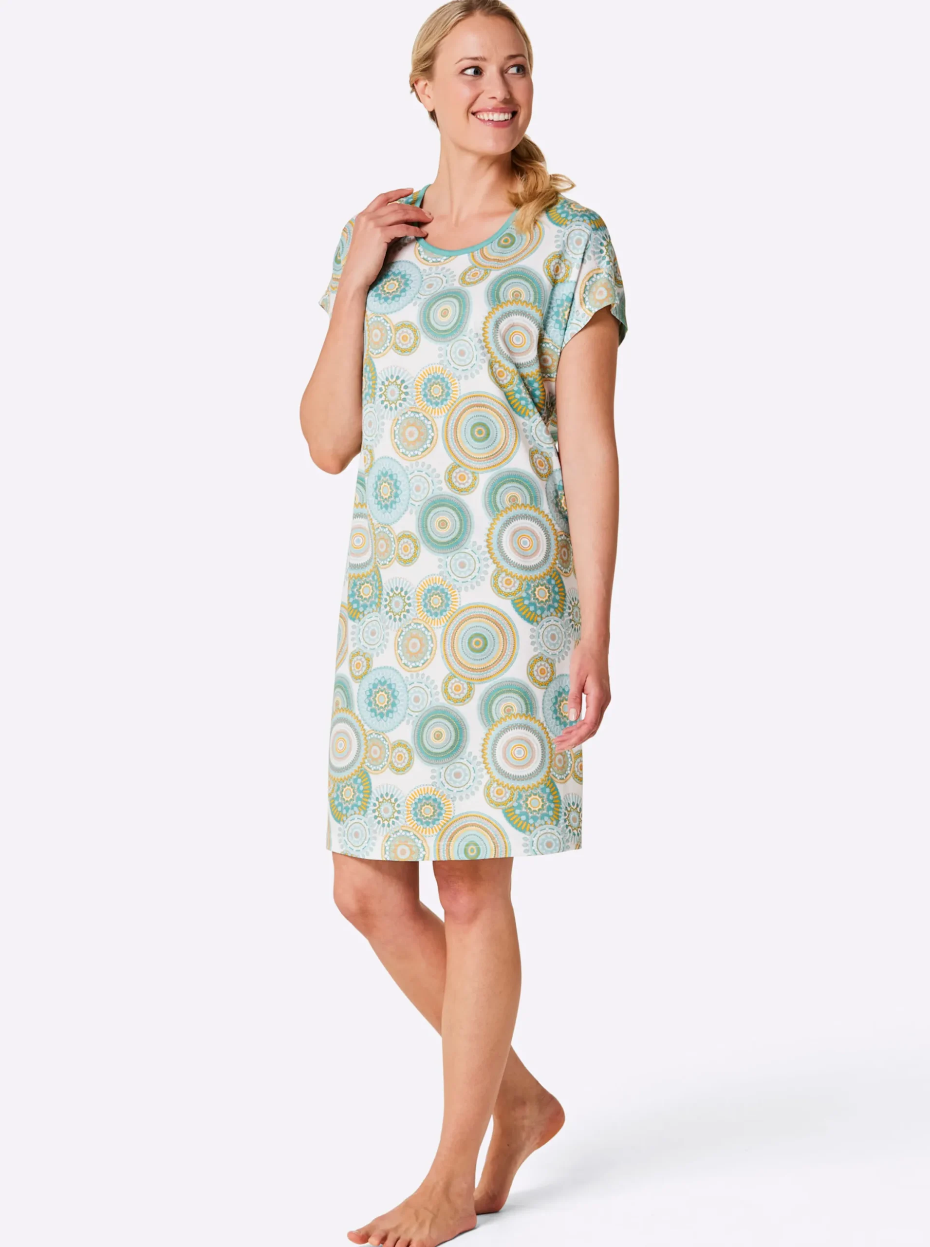 Nachtwäsche|wäschepur Sleepshirts salbei+ecru-salbei-bedruckt
