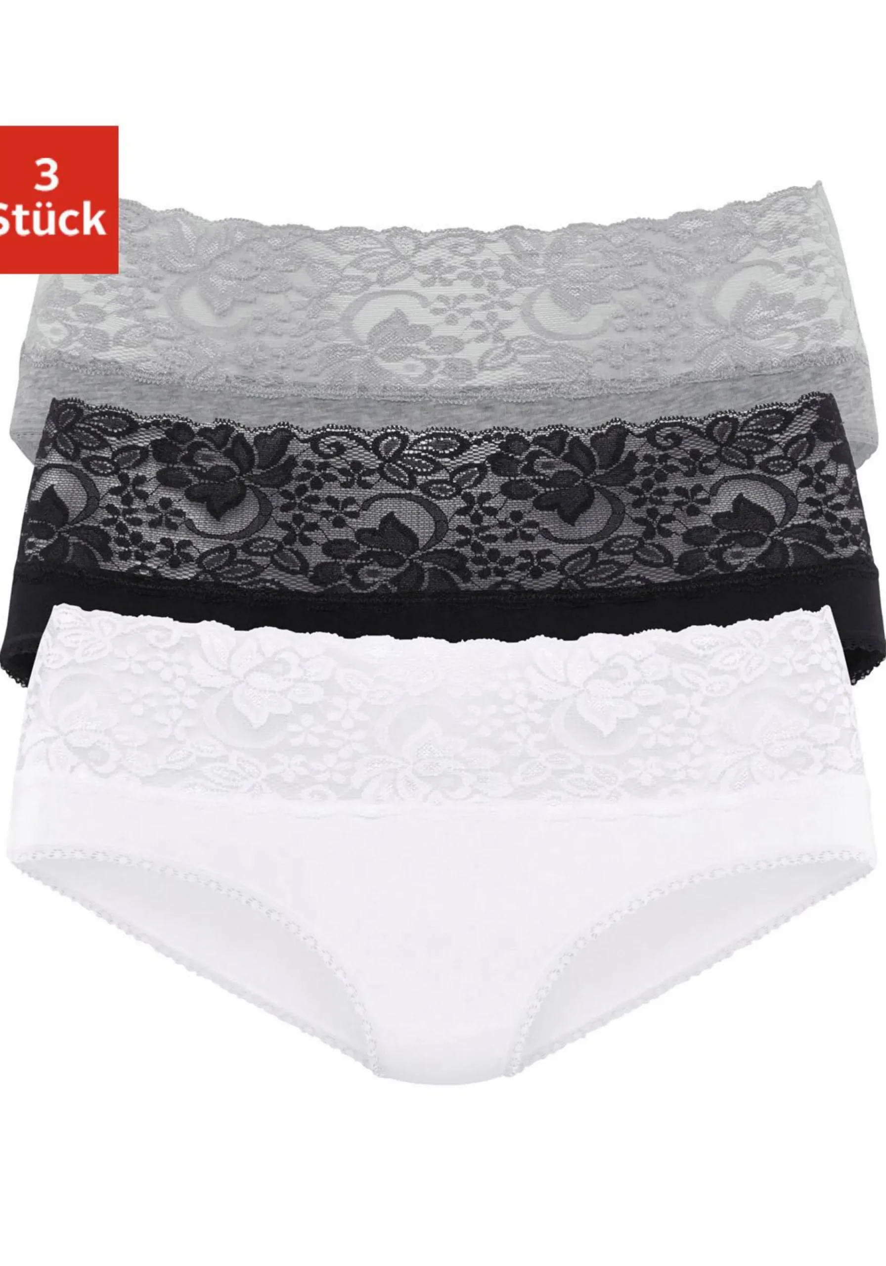 Unterhosen|Vivance Slip weiß,schwarz,grau-meliert