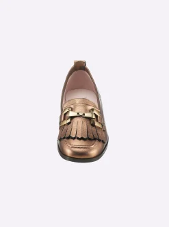 Mokassins & Slippers|heine Slipper cognac-metallic