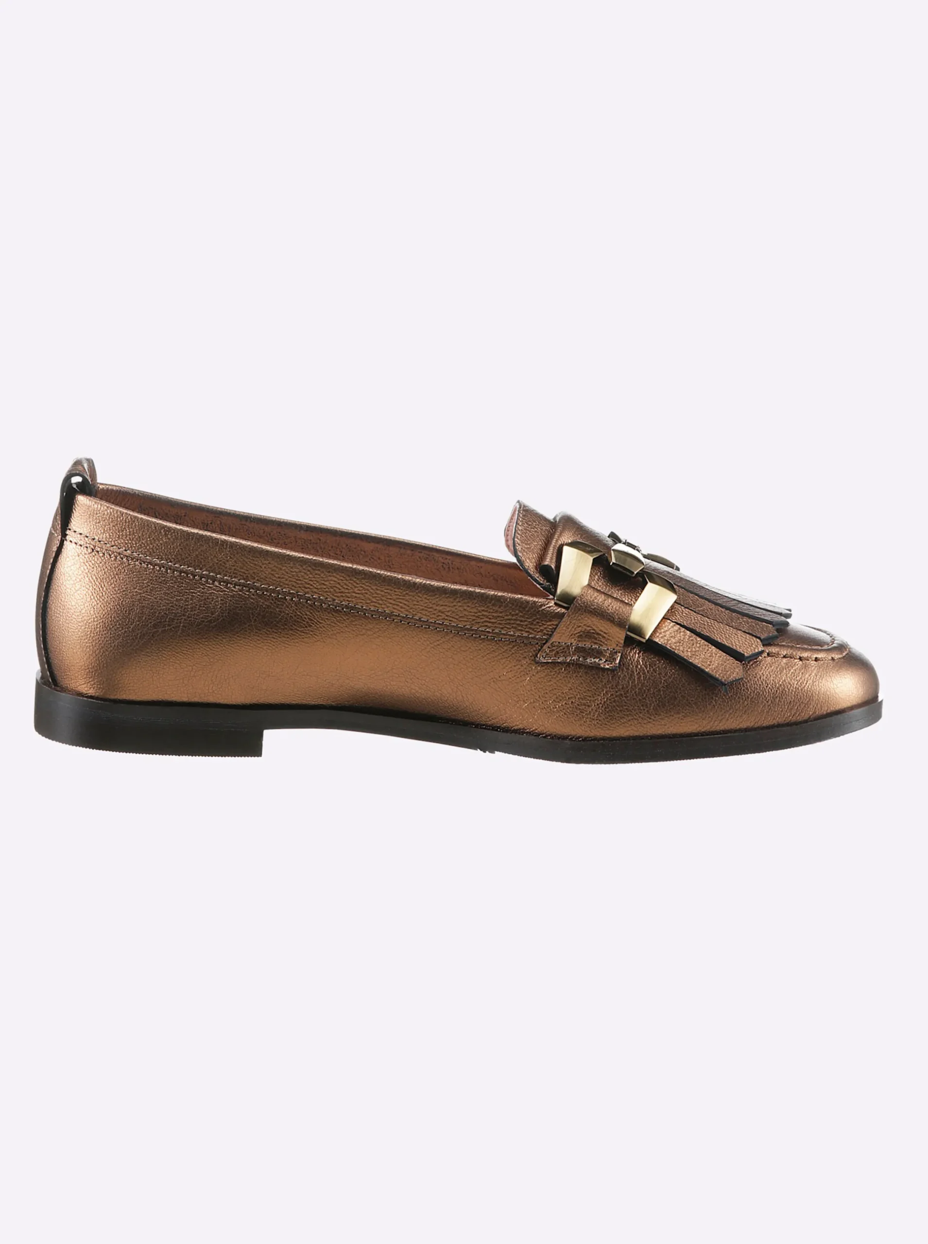 Mokassins & Slippers|heine Slipper cognac-metallic