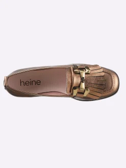 Mokassins & Slippers|heine Slipper cognac-metallic