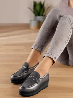 Mokassins & Slippers|heine Slipper grau