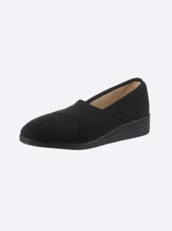 Mokassins & Slippers| Slipper aus Textil schwarz