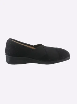 Mokassins & Slippers| Slipper aus Textil schwarz
