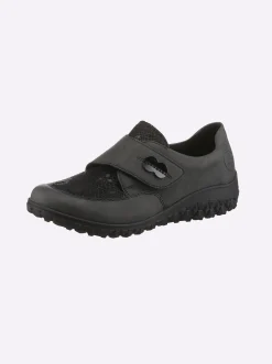 Mokassins & Slippers|Rieker Slipper mit Klettverschluss grau