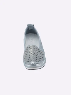 Mokassins & Slippers|Gemini Slipper mit Leder-Wechselfußbett eisblau-meliert