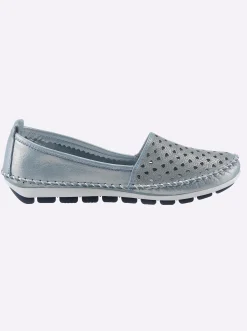 Mokassins & Slippers|Gemini Slipper mit Leder-Wechselfußbett eisblau-meliert