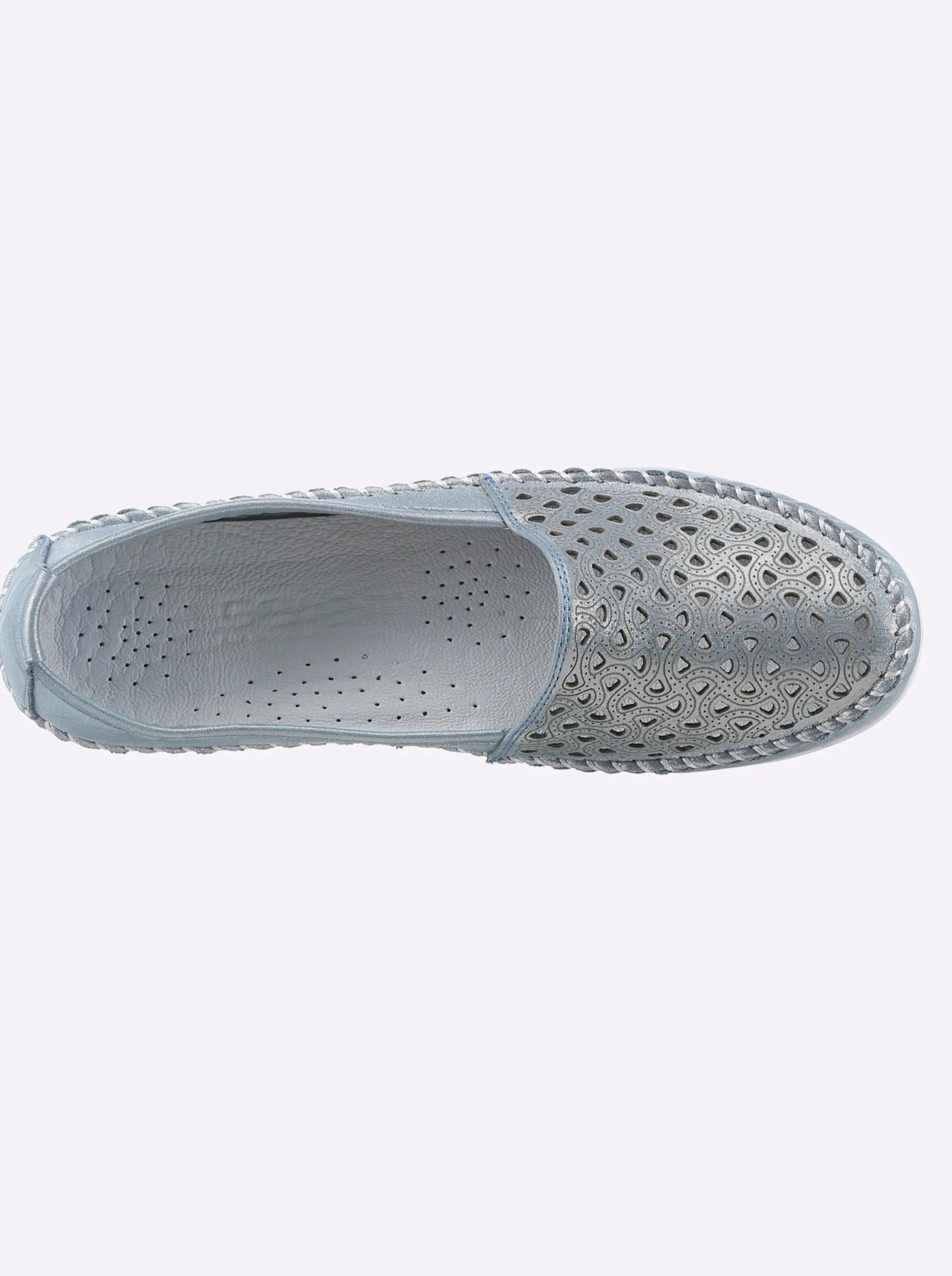 Mokassins & Slippers|Gemini Slipper mit Leder-Wechselfußbett eisblau-meliert