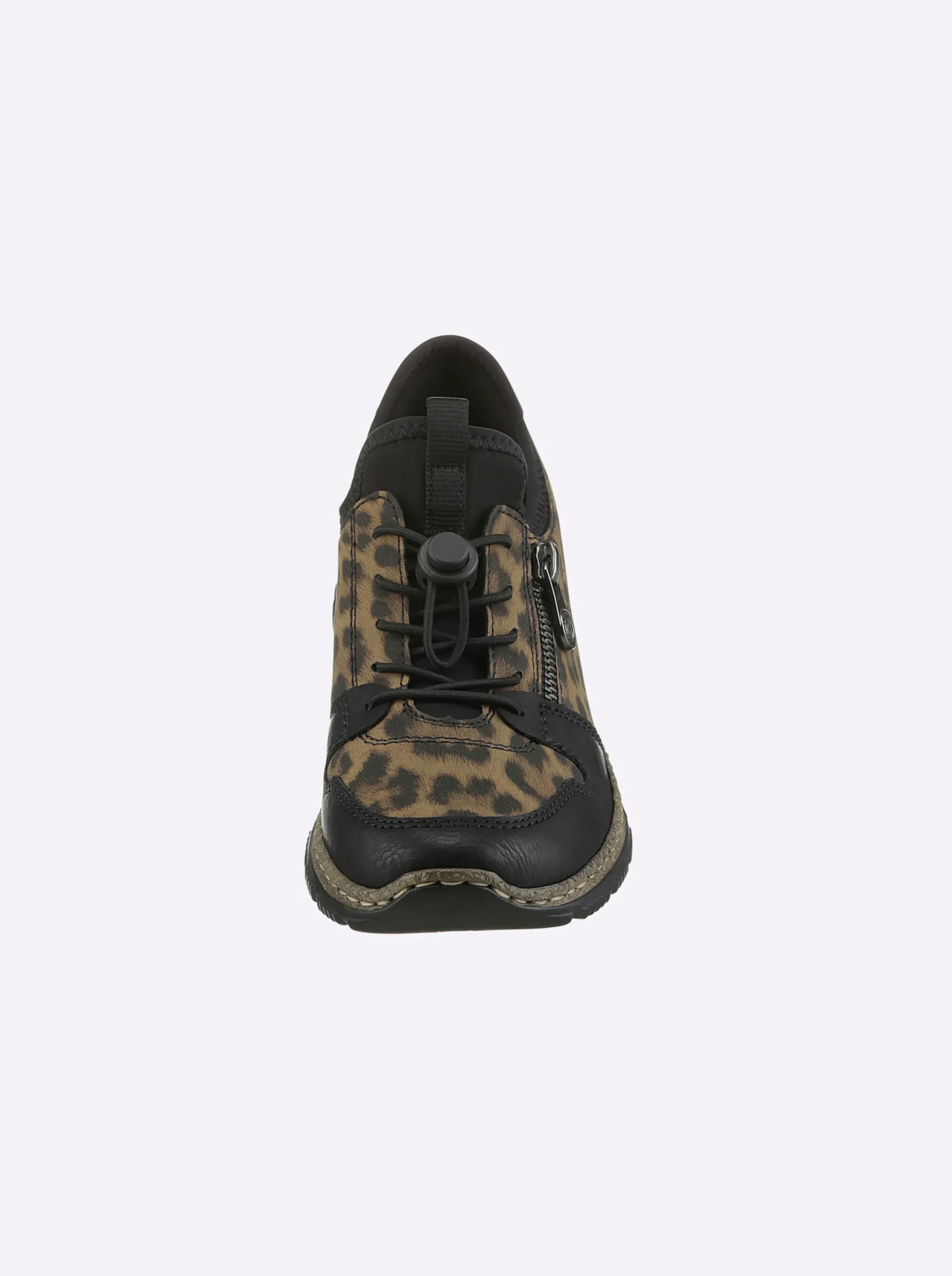 Mokassins & Slippers|Rieker Slipper mit Leo-Muster schwarz-bedruckt