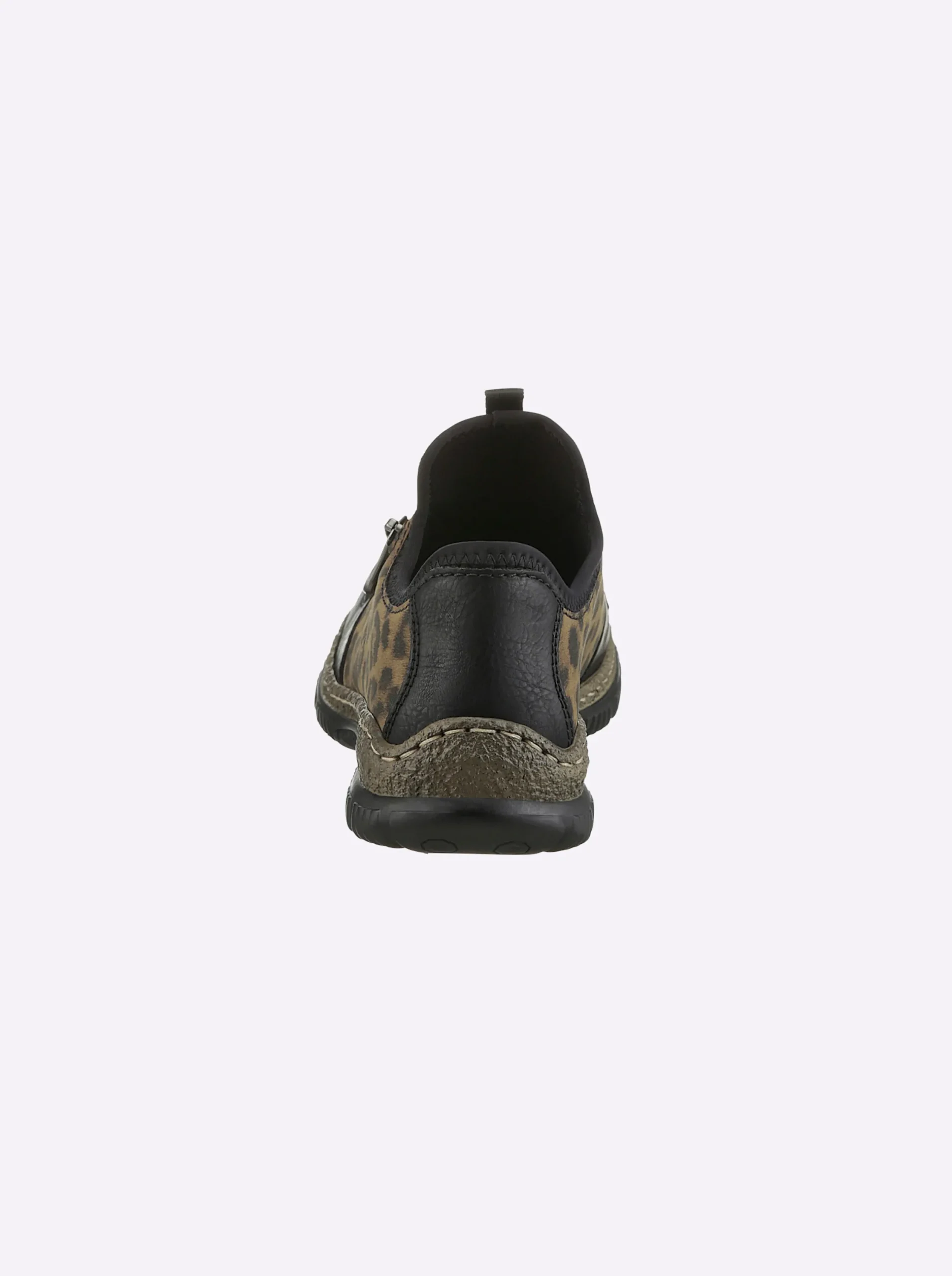 Mokassins & Slippers|Rieker Slipper mit Leo-Muster schwarz-bedruckt