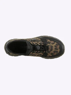 Mokassins & Slippers|Rieker Slipper mit Leo-Muster schwarz-bedruckt