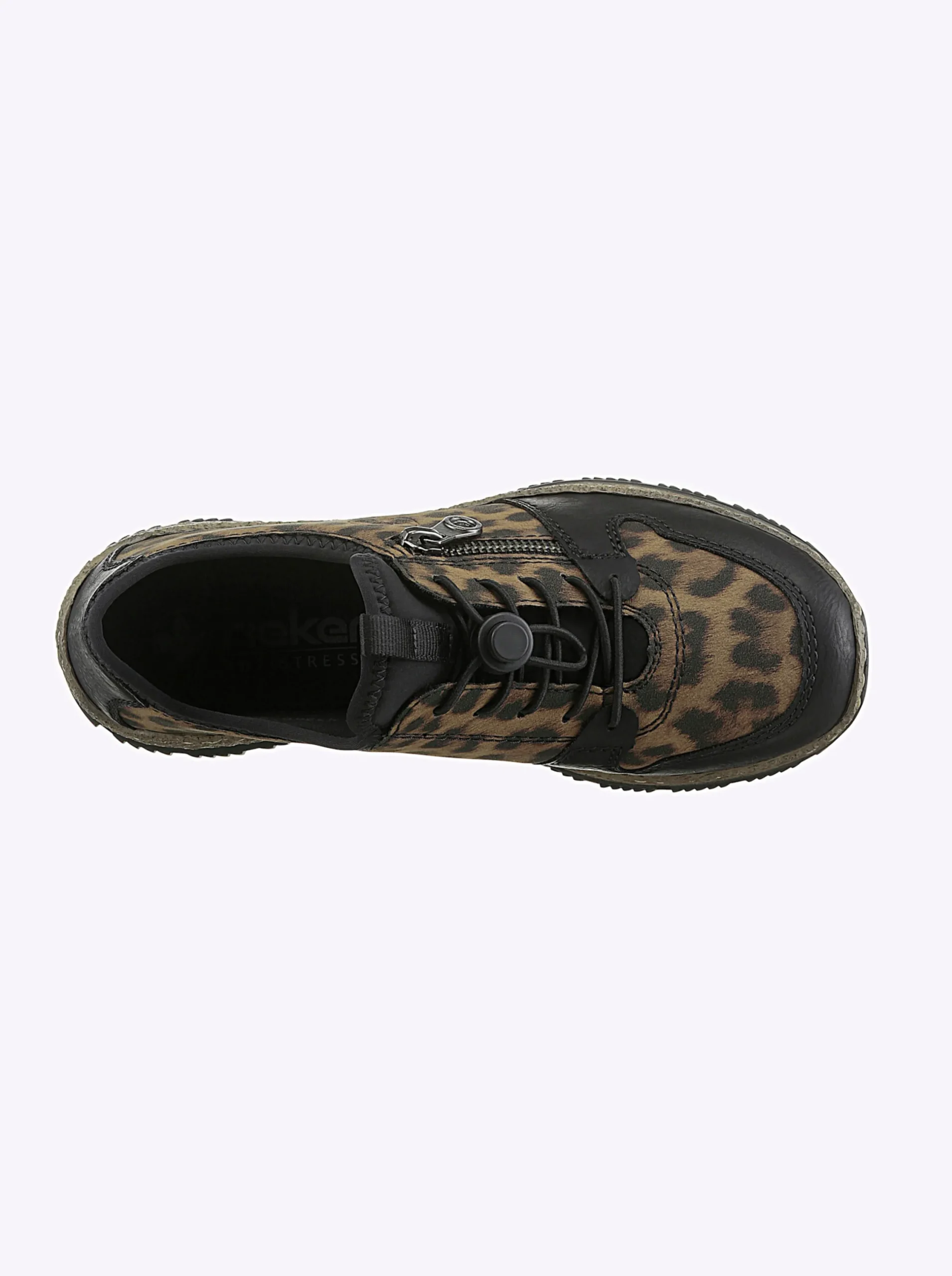 Mokassins & Slippers|Rieker Slipper mit Leo-Muster schwarz-bedruckt