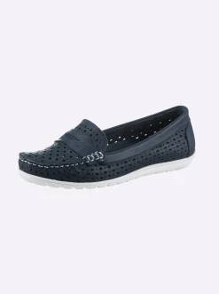 Mokassins & Slippers|Gemini Slipper mit Lochmuster jeansblau