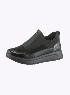 Mokassins & Slippers|Remonte Slipper mit Reißverschluss schwarz-gemustert