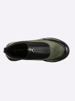 Mokassins & Slippers|Remonte Slipper mit Reißverschluss schwarz-schilf