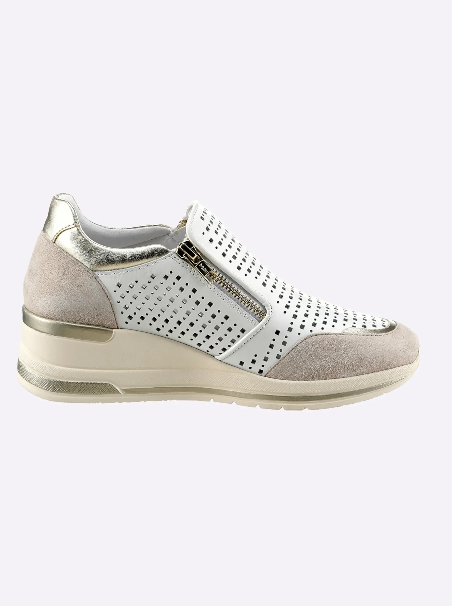Sneakers & Schnürer|airsoft modern+ Slipper mit seitlichem Reißverschluss weiß-taupe