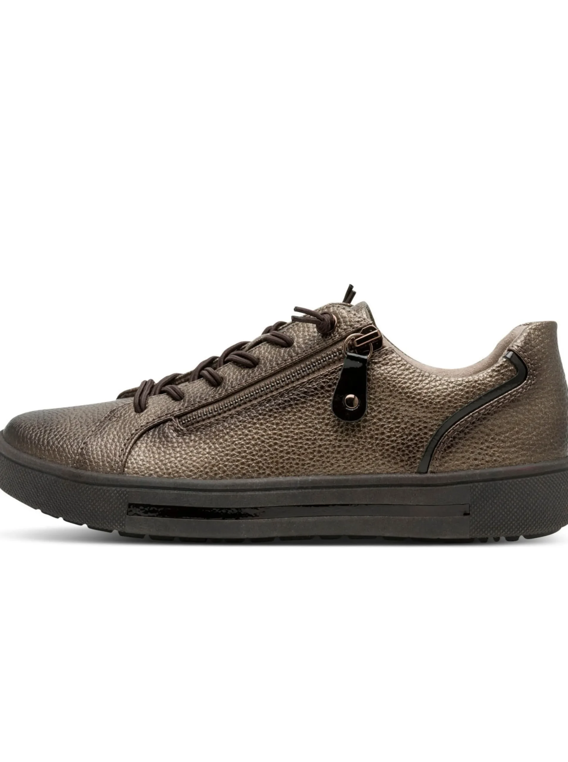 Sneakers & Schnürer|Jana Sneaker mit glänzenden Details bronzefarben
