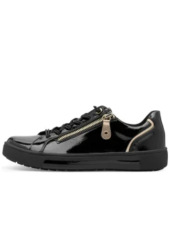 Sneakers & Schnürer|Jana Sneaker mit glänzenden Details schwarz