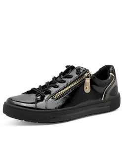 Sneakers & Schnürer|Jana Sneaker mit glänzenden Details schwarz