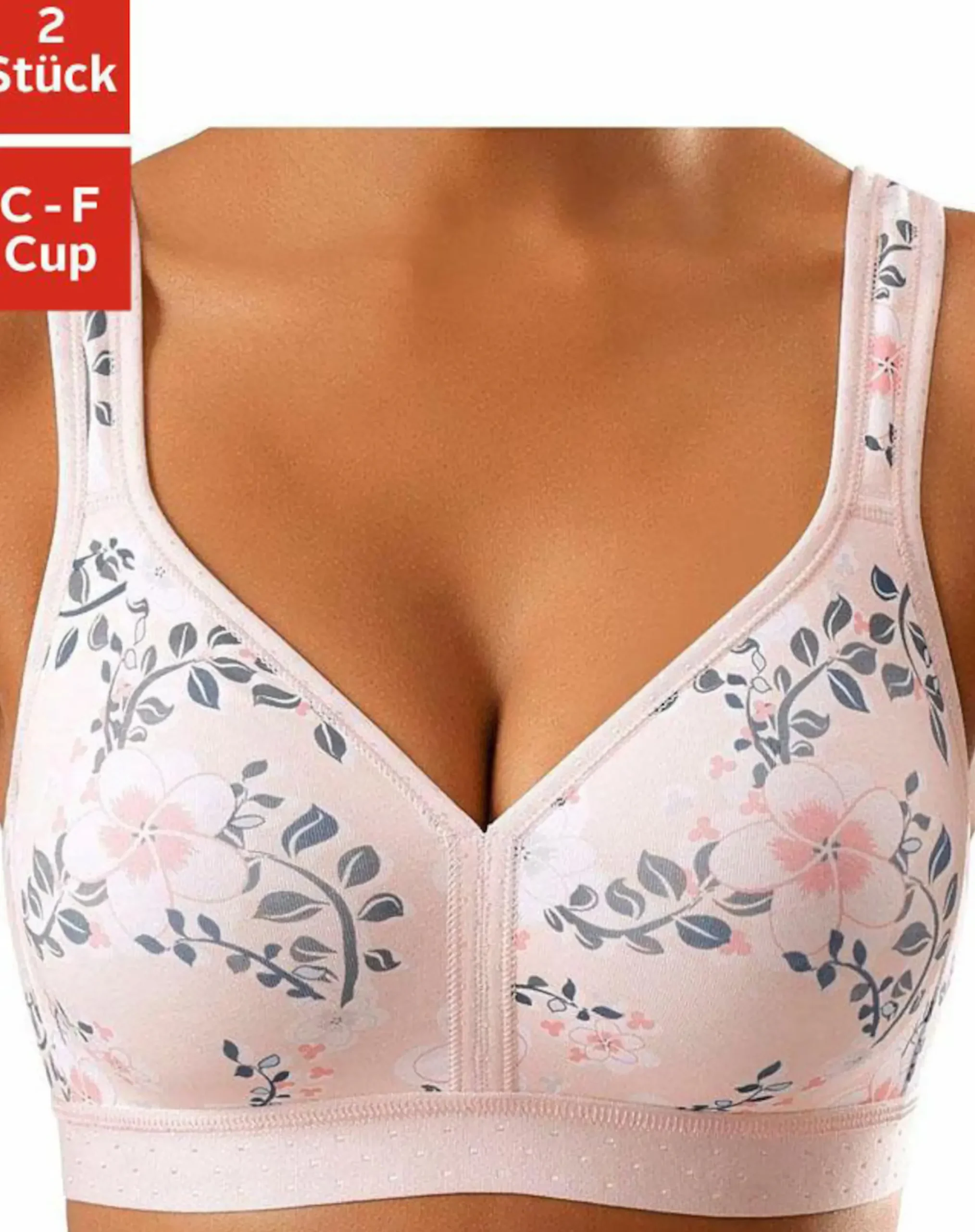 Bhs|petite fleur Soft-BH rosé-bedruckt+weiß